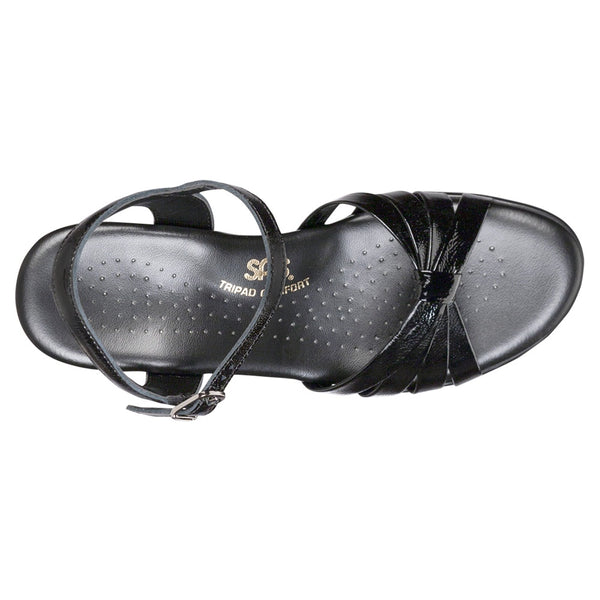 sas womens dress sandal strippy black patent