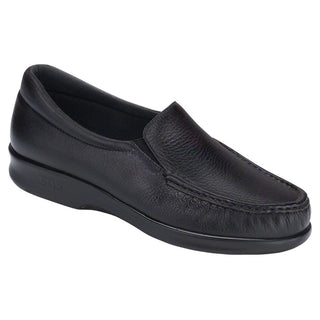 sas womens deep slip on moccasin twin black
