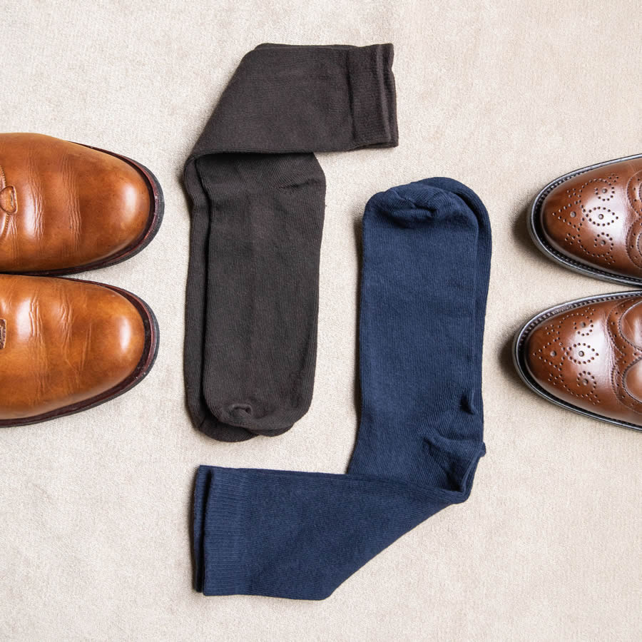 Loose Fit Stays Up Mid-Calf Dress Socks Navy / Large Loose Fit Stays Up Mid-Calf Dress Socks Navy / Large