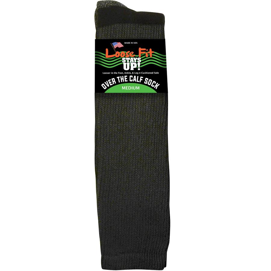 Loose Fit Stays Up Over The Calf Athletic Socks Black / Medium