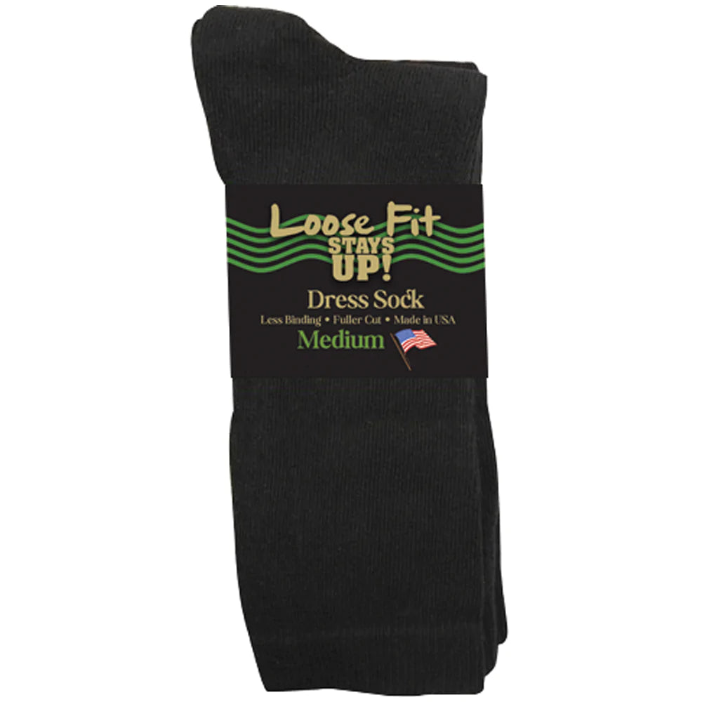 Loose Fit Stays Up Mid-Calf Dress Socks Navy / Large Loose Fit Stays Up Mid-Calf Dress Socks Navy / Large