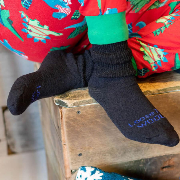 Loose Fit Stays Up Solid Merino Wool Socks